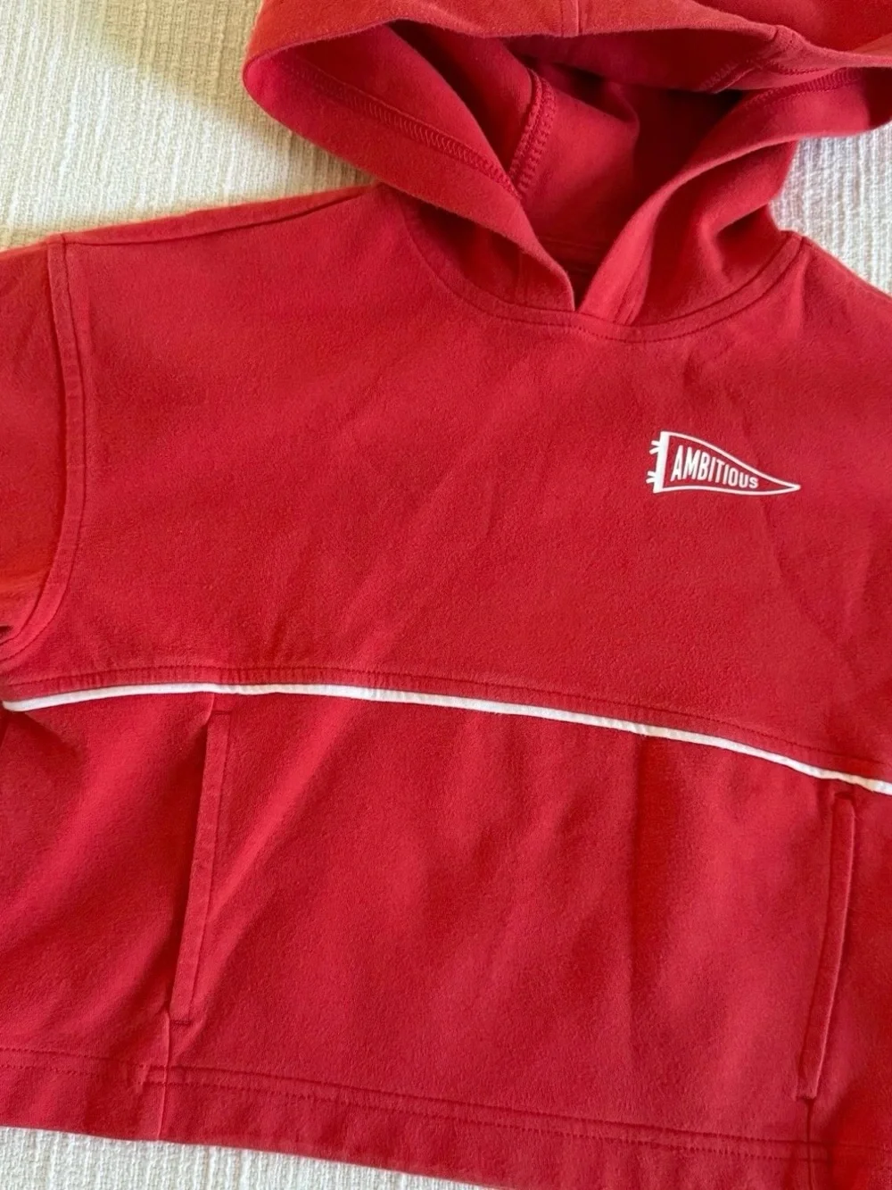 Old Navy Red Hooded Sweatshirt with White Piping